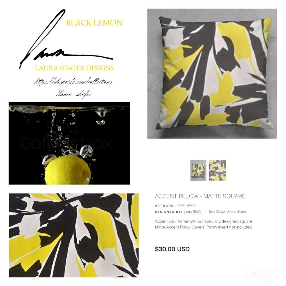 BLACK LEMON . MATTE SQUARE ACCENT PILLOW